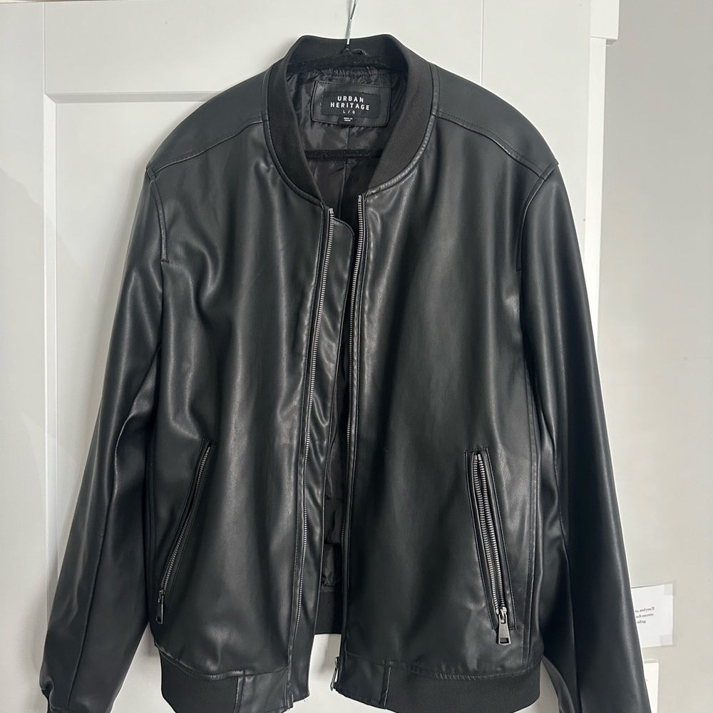 Black Leather Bomber Jacket